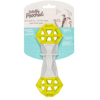 Messy Mutts Totally Pooched Flex n' Squeak Foam Rubber Dog Toy 7" Grey & Green