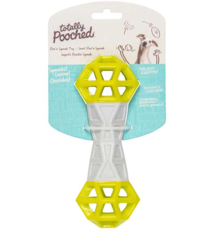 Messy Mutts Flex n' Squeak Foam Rubber Dog Toy 7" Grey & Green