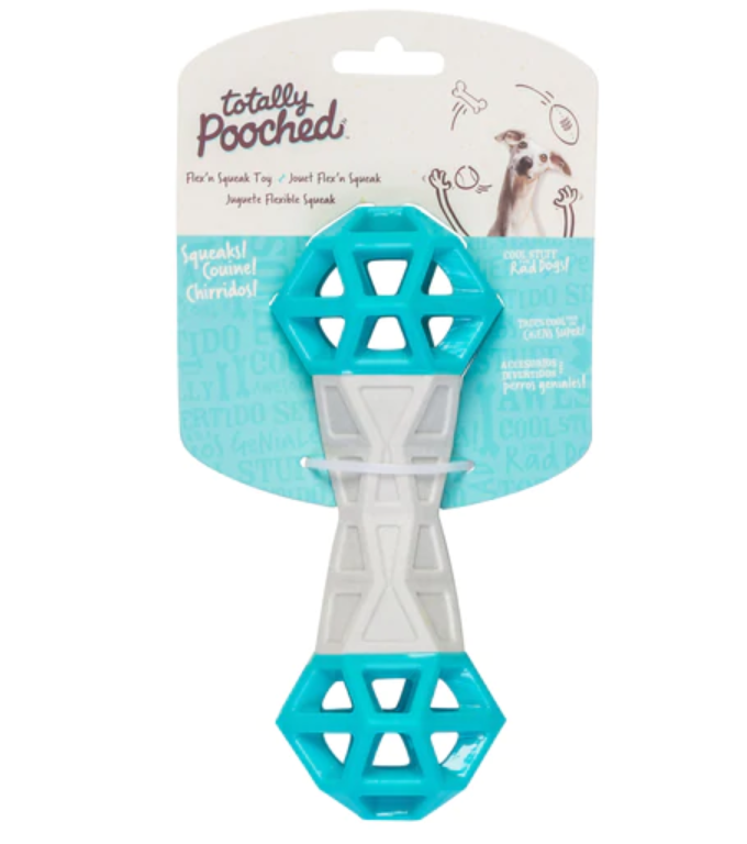 Messy Mutts Flex n' Squeak Foam Rubber Dog Toy 7" Grey & Teal