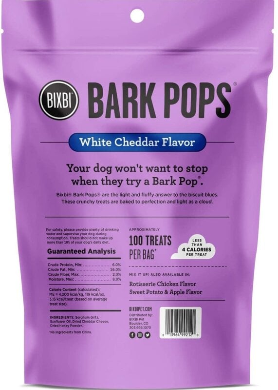 Bixbi Bixbi Bark Pops White Cheddar 4oz