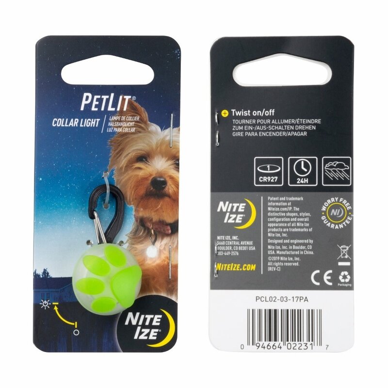 Nite Ize PetLit - Collar Light Lime Paw