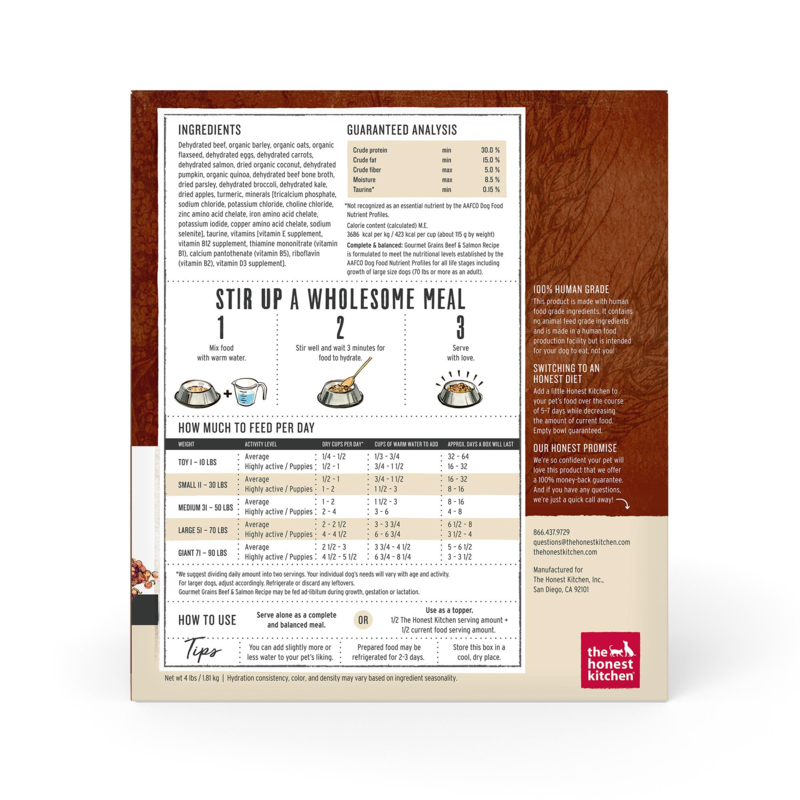 The Honest Kitchen Copy of Gourmet Grains Turkey & Whitefish Dog Recipe 4lbs