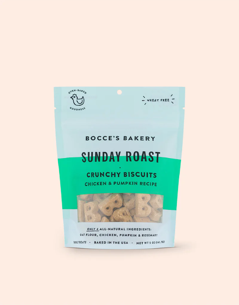 Bocce's Bakery Sunday Roast Chicken & Pumpkin Recipe Crunchy Biscuits For Dog 5oz