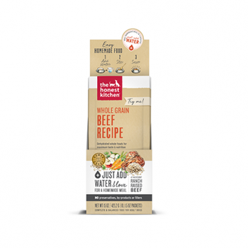 The Honest Kitchen Whole Grain Beef Recipe Dehydrated Dog Food 1.5 Oz