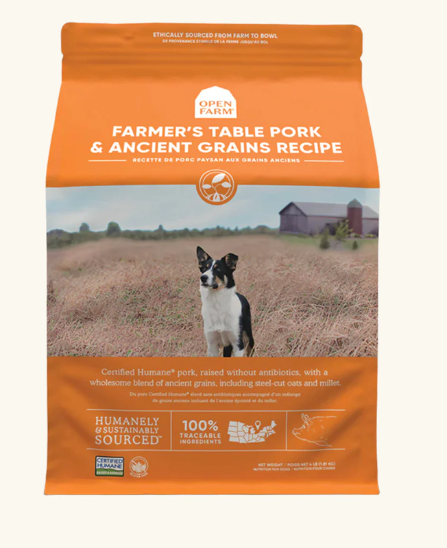Open Farm Farmer's Table Pork & Ancient Grains Dry Dog Food 22lbs