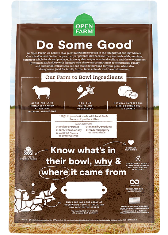 Open Farm Pasture-Raised Lamb Dry Dog Food 22 lb