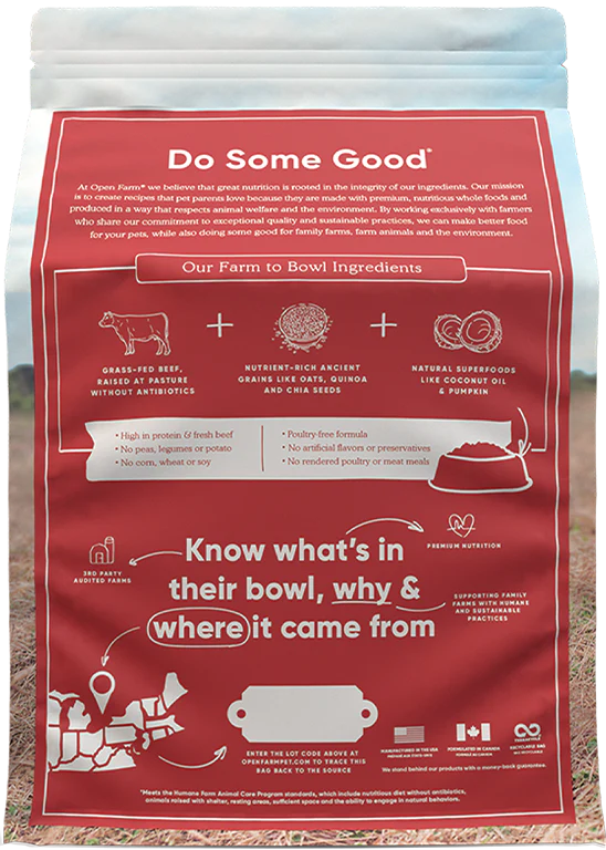 Open Farm Copy of Grass fed beef & Ancient Grains Dry Dog Food 4lbs