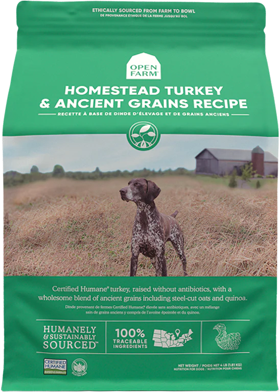 Open Farm Homestead Turkey & Ancient Grains Dry Dog Food 22lbs