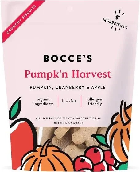 Bocce's Bakery Pumpkin Harvest With Pumpkin, Cranberry & Apple Dog Treats 12oz