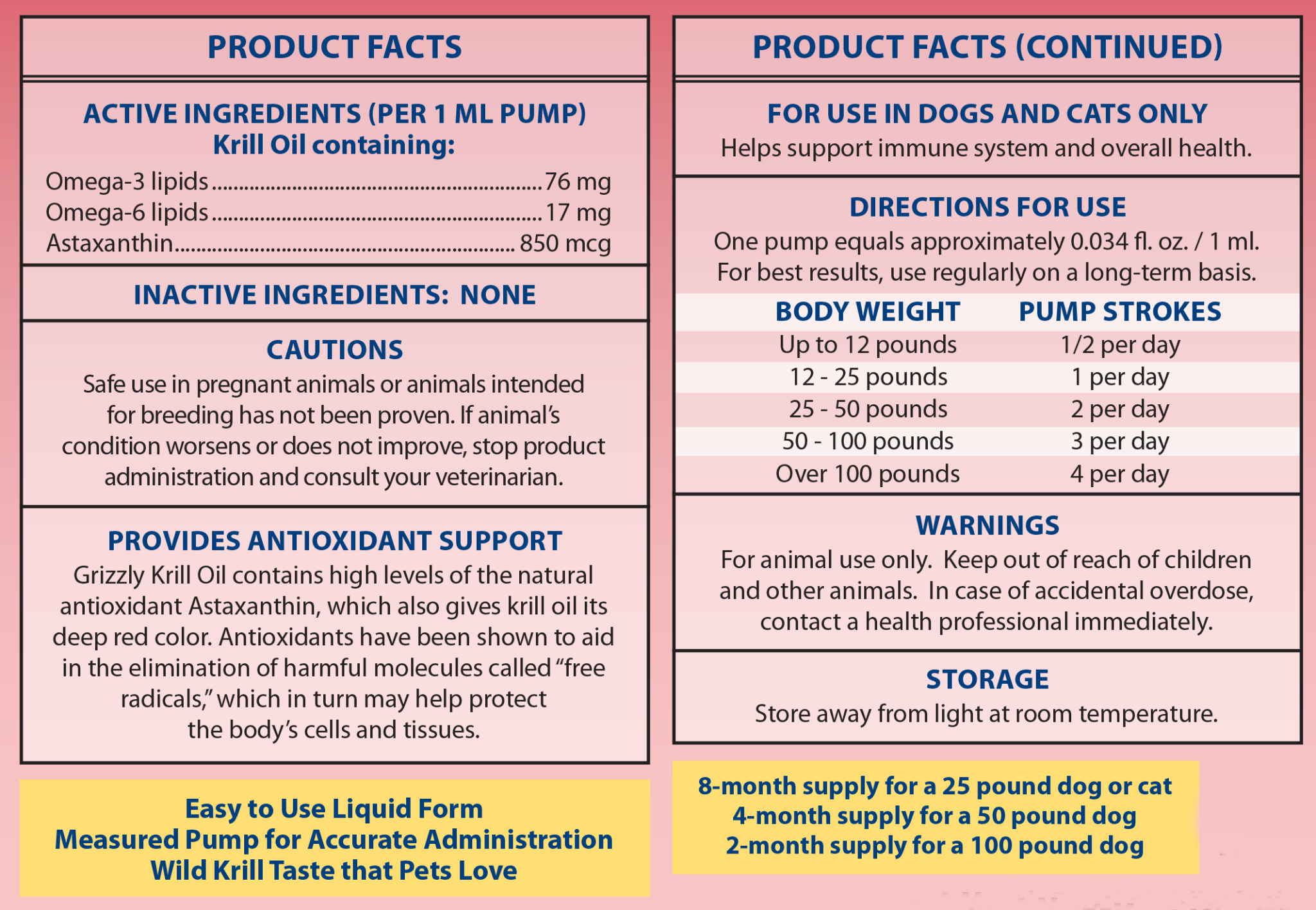 Grizzly Pet Products Antarctic Krill Oil for Dogs & Cats 8oz