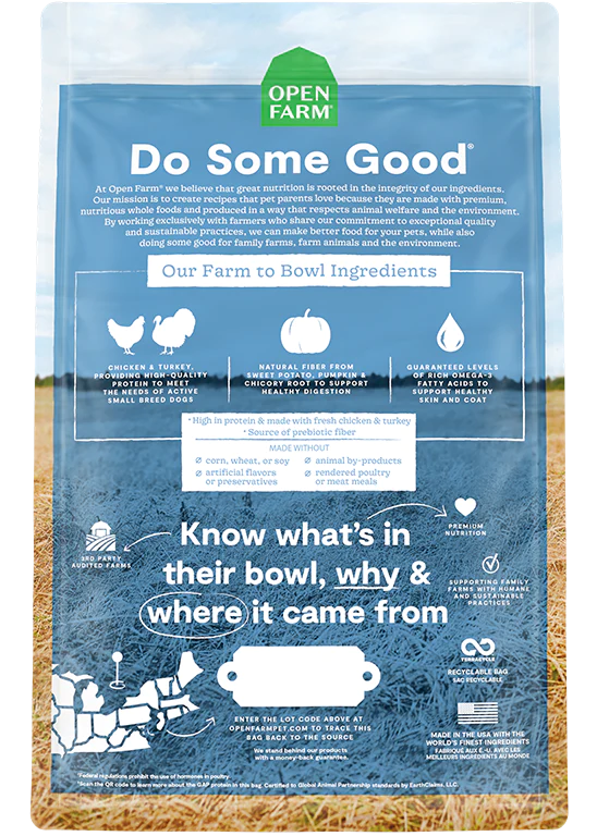 Open Farm Small Breed Chicken & Turkey Grain Free Dry Dog Food