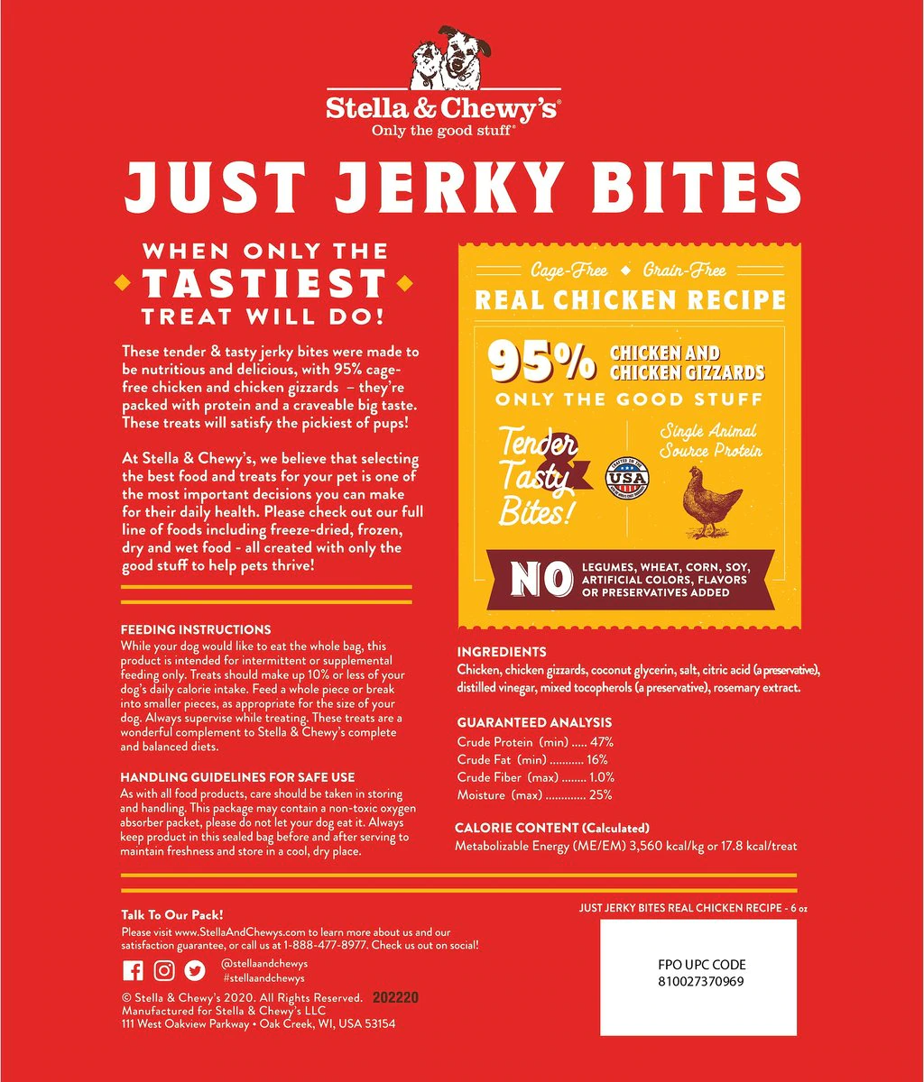 Stella & Chewy's Just Jerky Bites Real Chicken Recipe 6oz