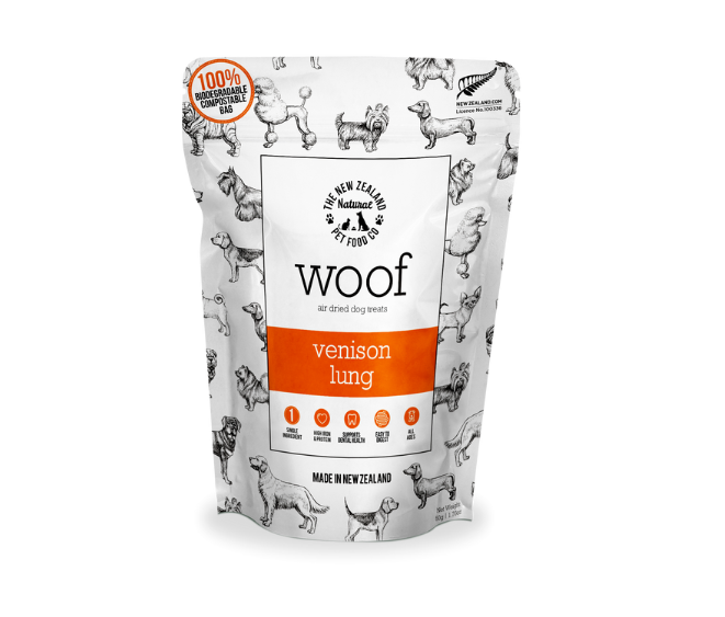 The New Zealand Natural Pet co. Woof dried Venison lung 50gr
