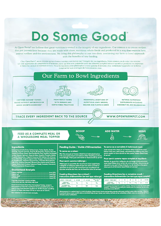 Open Farm Homestead Turkey Recipe Freeze-Dried Raw