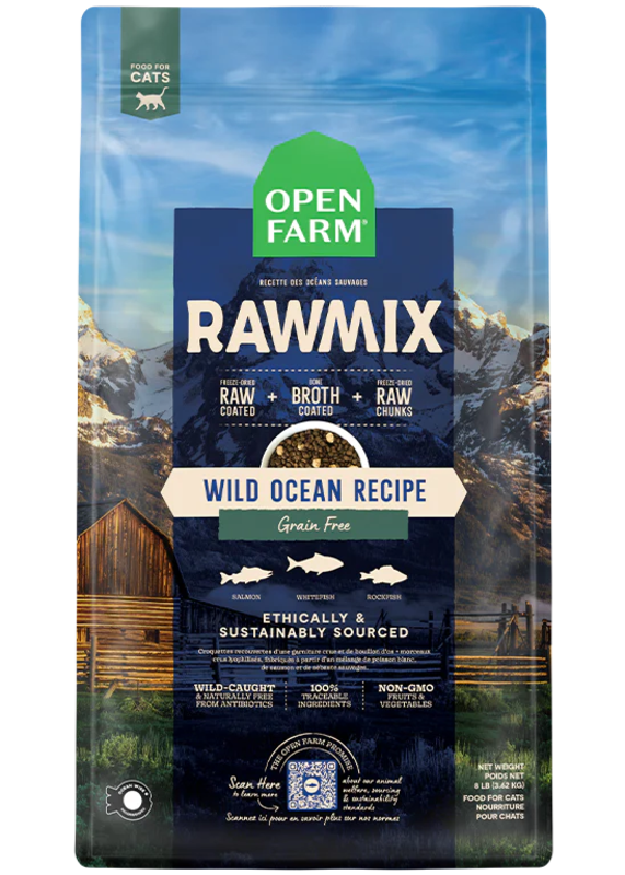 Open Farm RawMix Wild Ocean Nourriture sèche pour chats sans céréales ni légumineuses