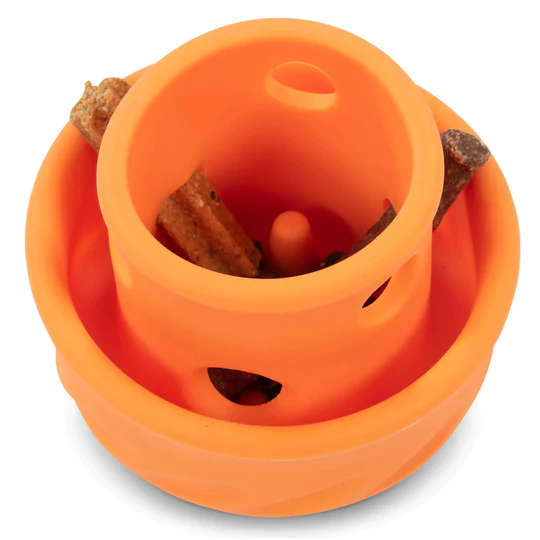 Messy Mutts Puzzle n' Play Mushroom Dog Toy 4" Orange