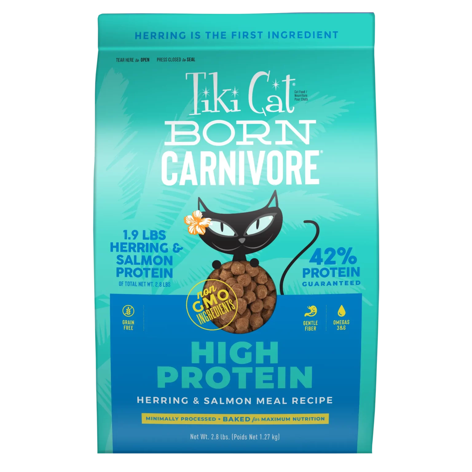 Tiki Cat Born Carnivore Herring & Salmon Recipe Dry Cat Food 5.6 lbs