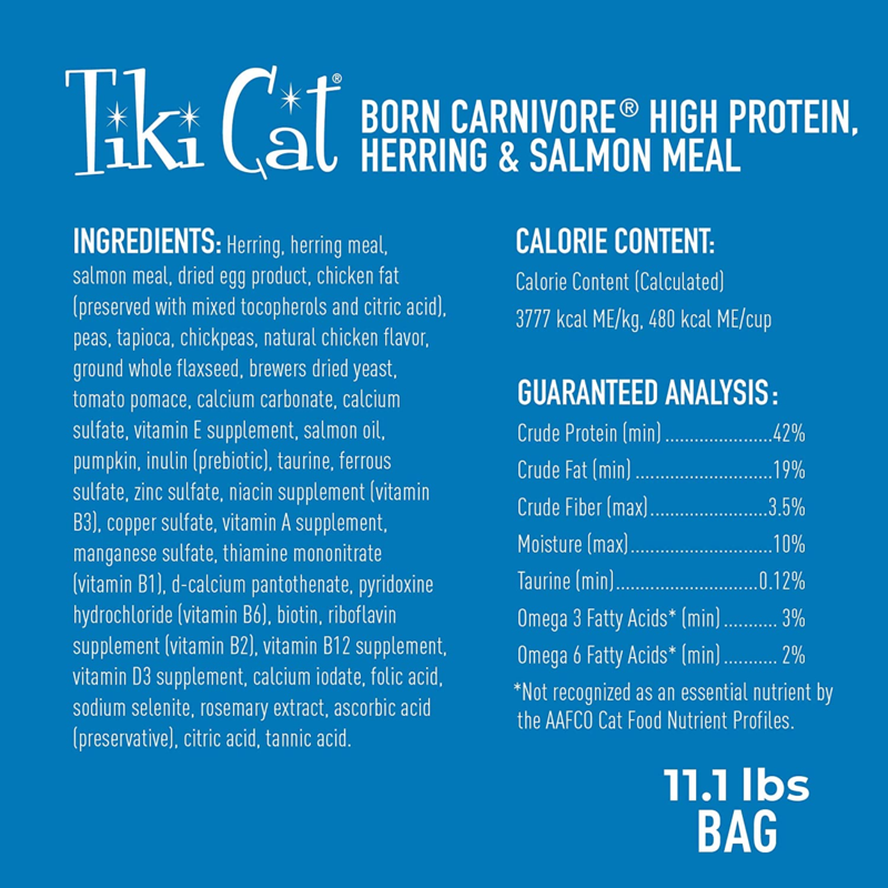Tiki Cat Born Carnivore Herring & Salmon Recipe Dry Cat Food 5.6 lbs