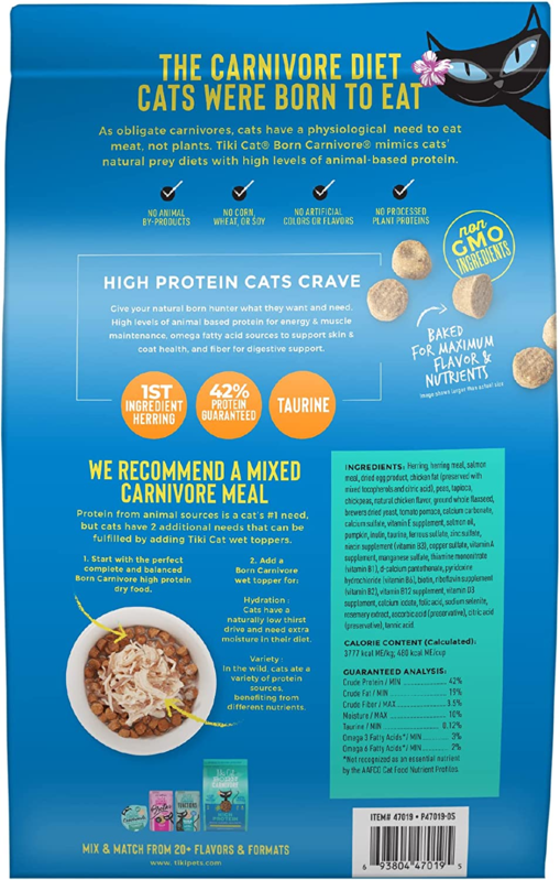 Tiki Cat Born Carnivore Herring & Salmon Recipe Dry Cat Food 5.6 lbs