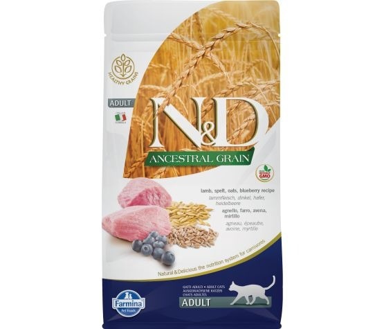 Farmina N&D Ancestral Grain Feline Lamb & Blue Berry Adult-11Ibs