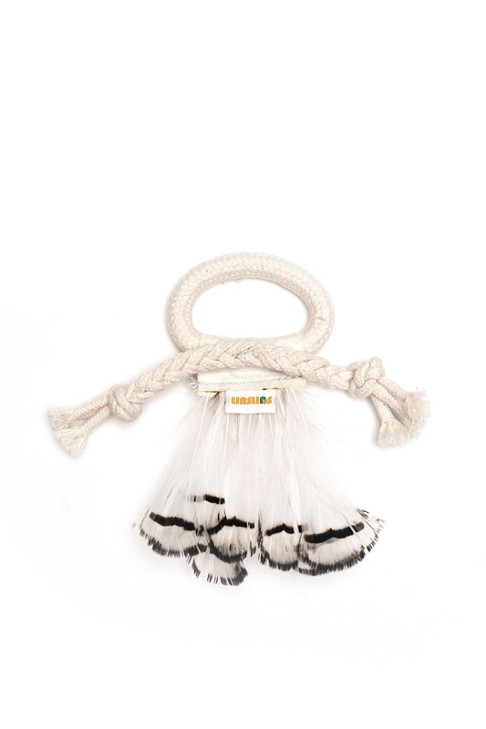 Linslins Cat Toy Cotton rope circle White Feathers