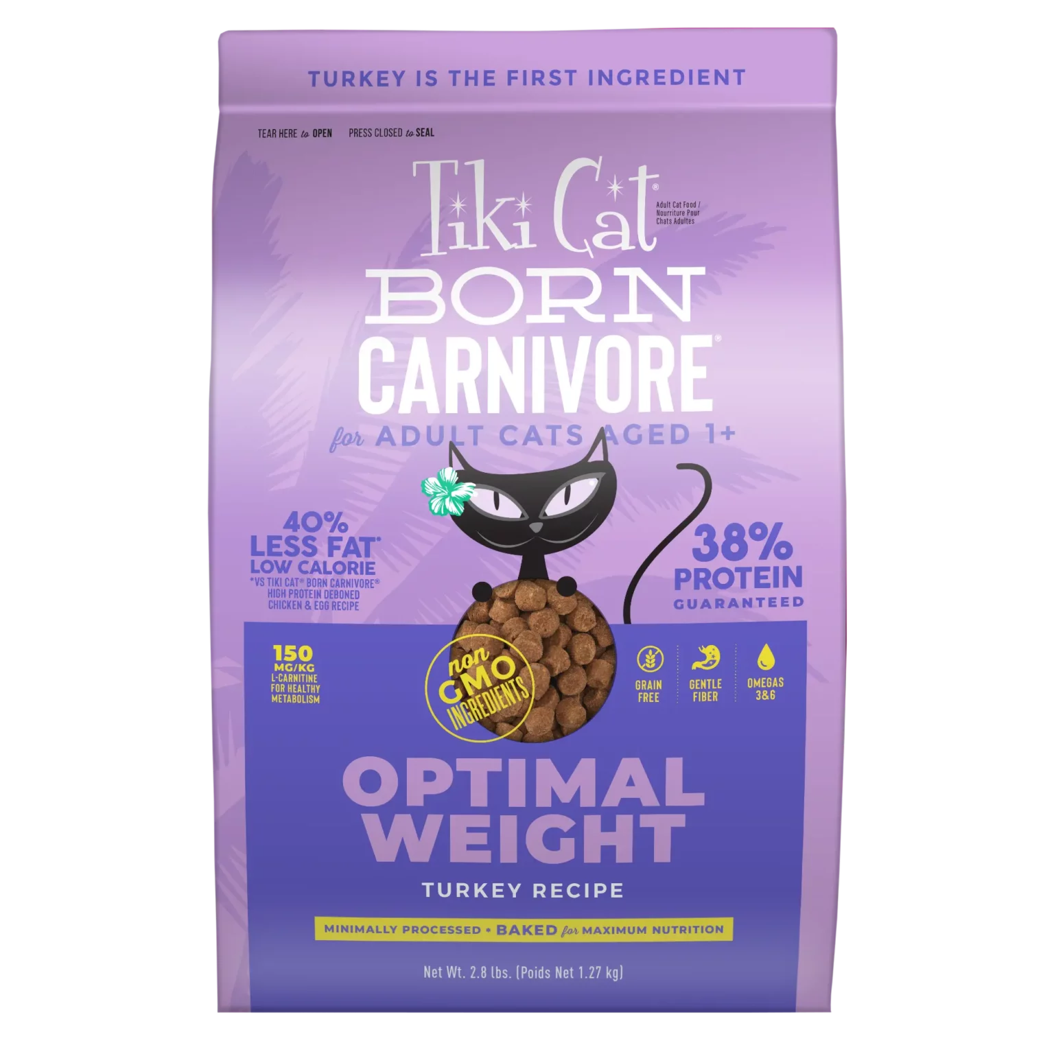 Tiki Cat Born Carnivore Optimal Weight Turkey Recipe Dry Cat Food 2.8 lb
