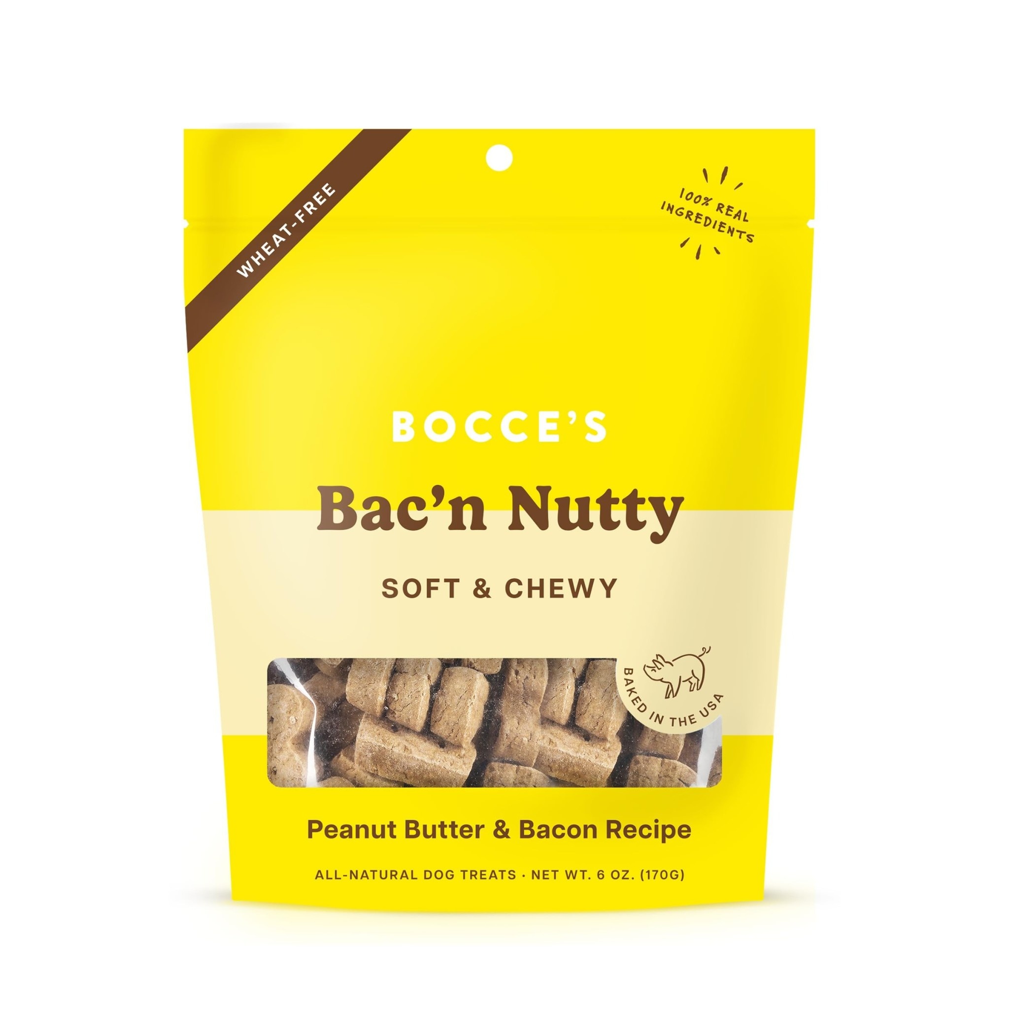 Bocce's Bakery Bac'N Nutty PB & Bacon Soft & Chewy 6 Oz