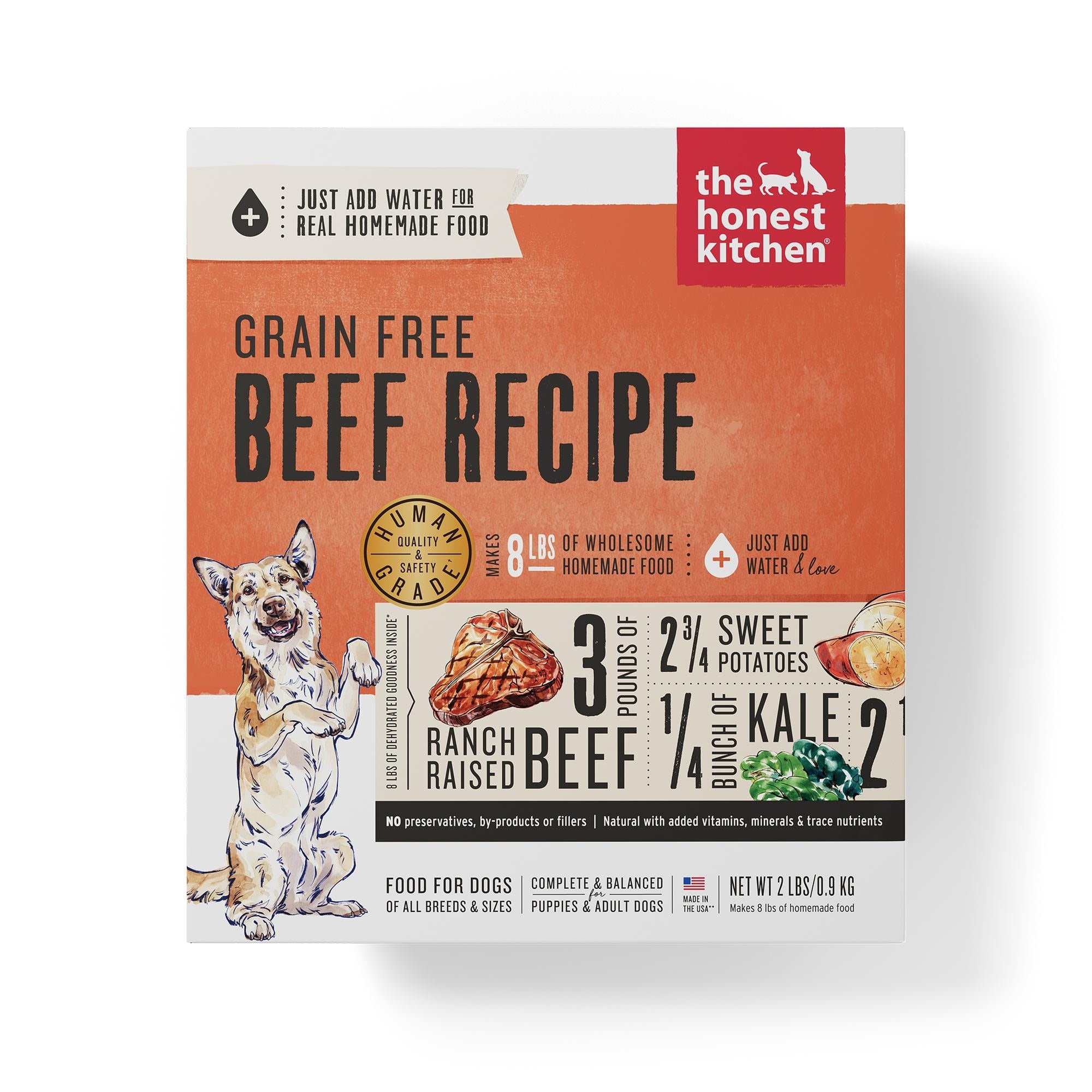 The Honest Kitchen Beef Recipe Grain-Free Dehydrated Dog Food, 2-lb box