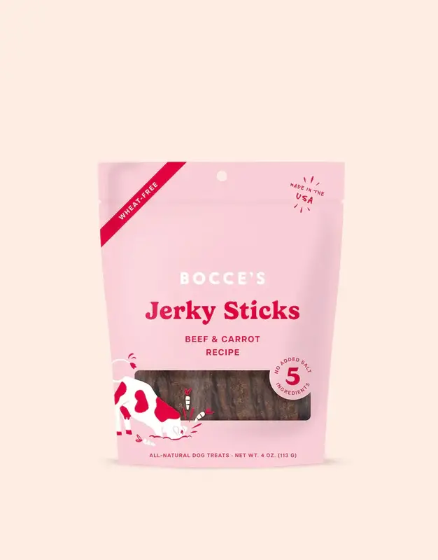 Bocce's Bakery Grazers Beef & Carrot Jerky Sticks 4oz