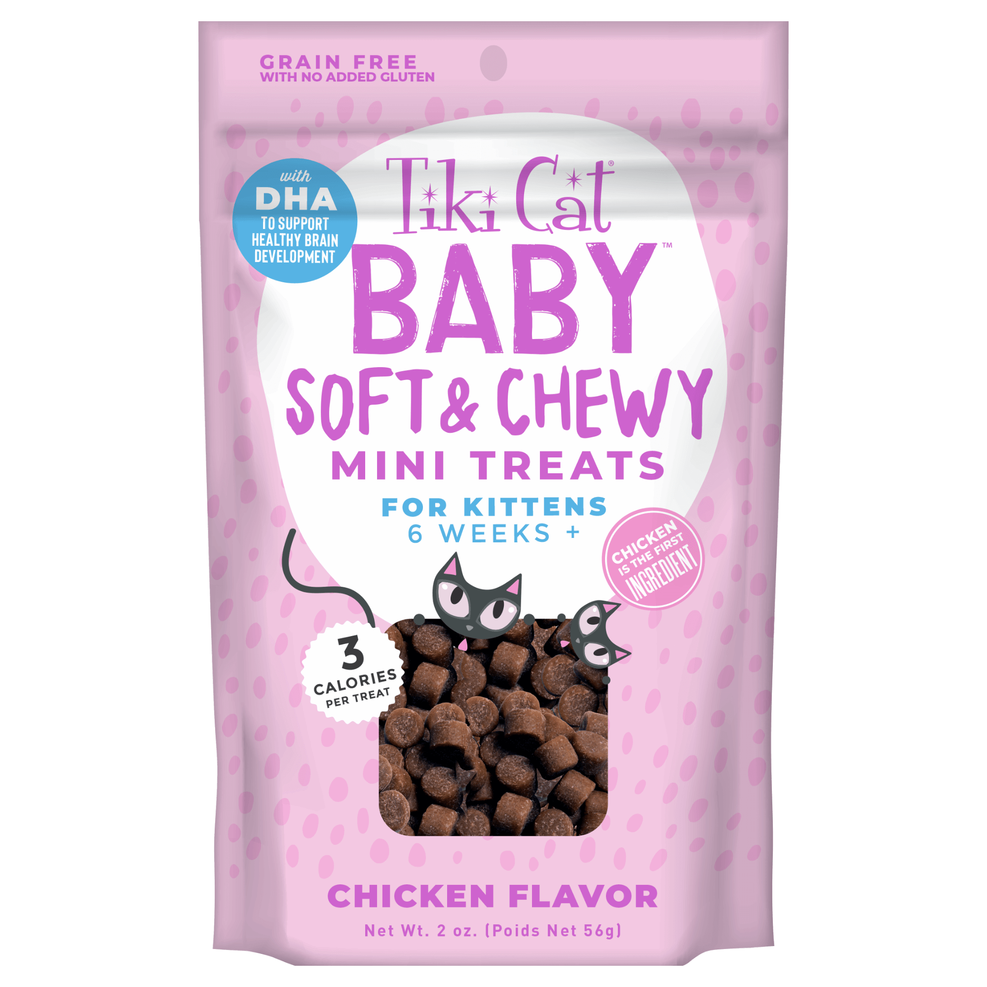 Tiki Cat Soft & Chewy Mini Treats Chicken Flavor Kitten - 2oz