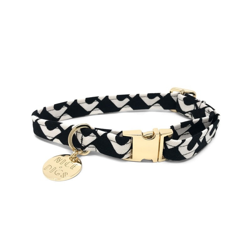 Nice Digs Checkmate Dog Collar - Black & White