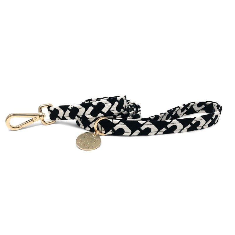 Nice Digs Checkmate Dog Leash - Black & White