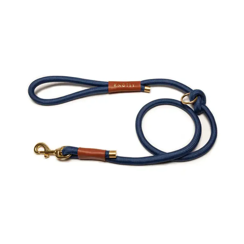 Knotty Pets Rope Leash Midnight Blue – Brass