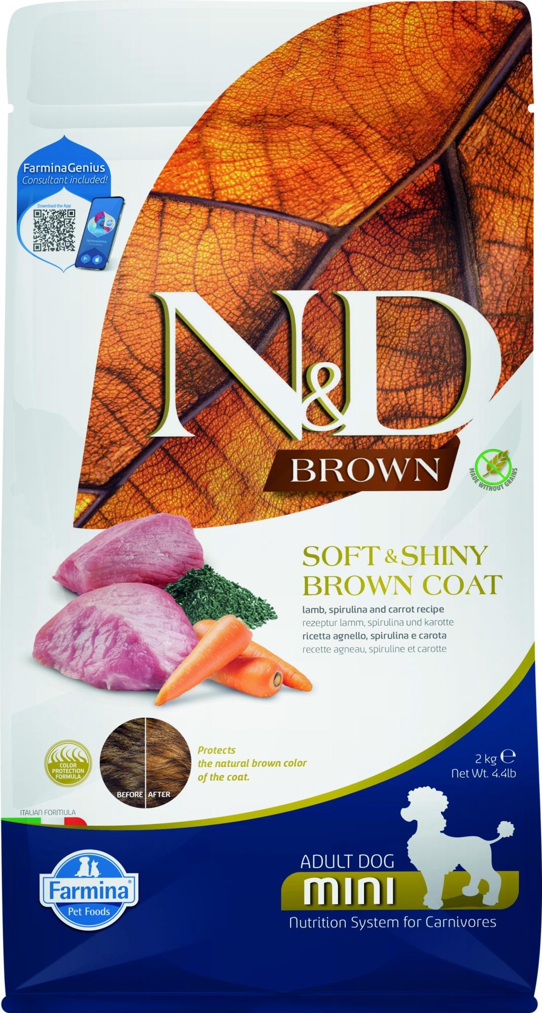 Farmina N&D Brown Coat Grain Free Dog Lamb, Kelp & Carrot Mini 4.4 lb