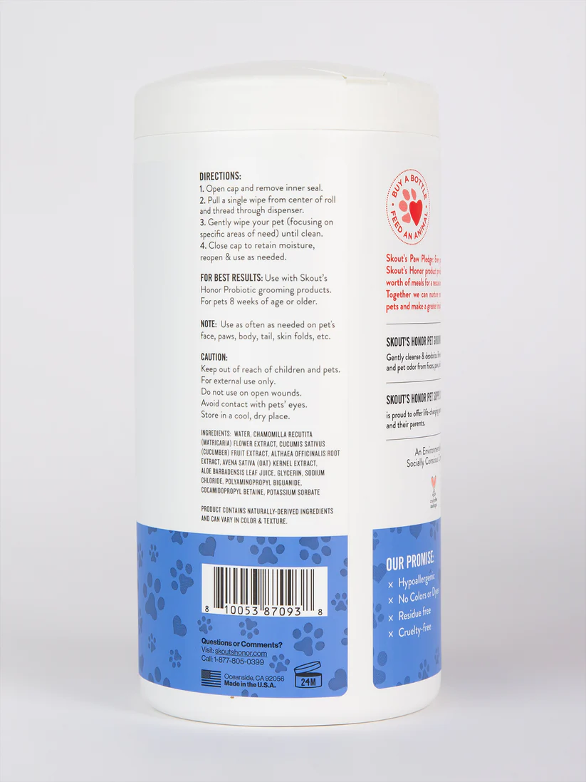 Skout's Honor Pet Grooming Wipes for Dogs & Cats - 80 Wipes