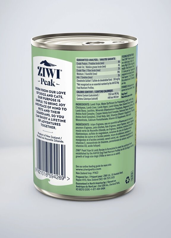 Ziwi Tripe & Lamb Recipe Wet Dog Food. 390g