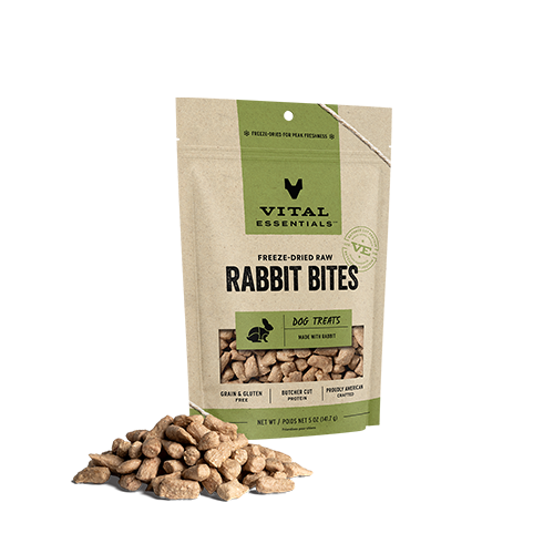 Vital Essentials Freeze-Dried Rabbit Bites Dog Treats 5 oz