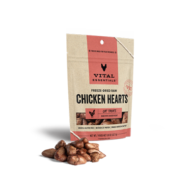 Vital Essentials Freeze-Dried Chicken Hearts Cat Treats 0.8 oz