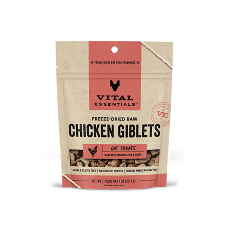 Vital Essentials Freeze-Dried Chicken Giblets Cat Treats 1 oz