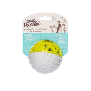 Messy Mutts Catch N' Squeak Foam Rubber Ball-  Grey &  Green