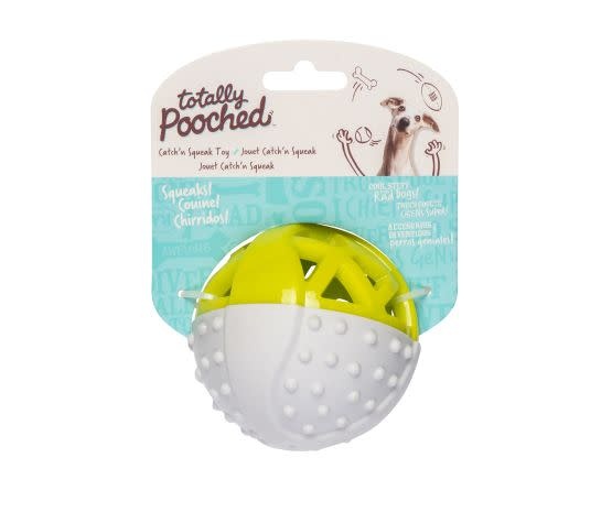 Messy Mutts Catch N' Squeak Foam Rubber Ball-  Grey &  Green