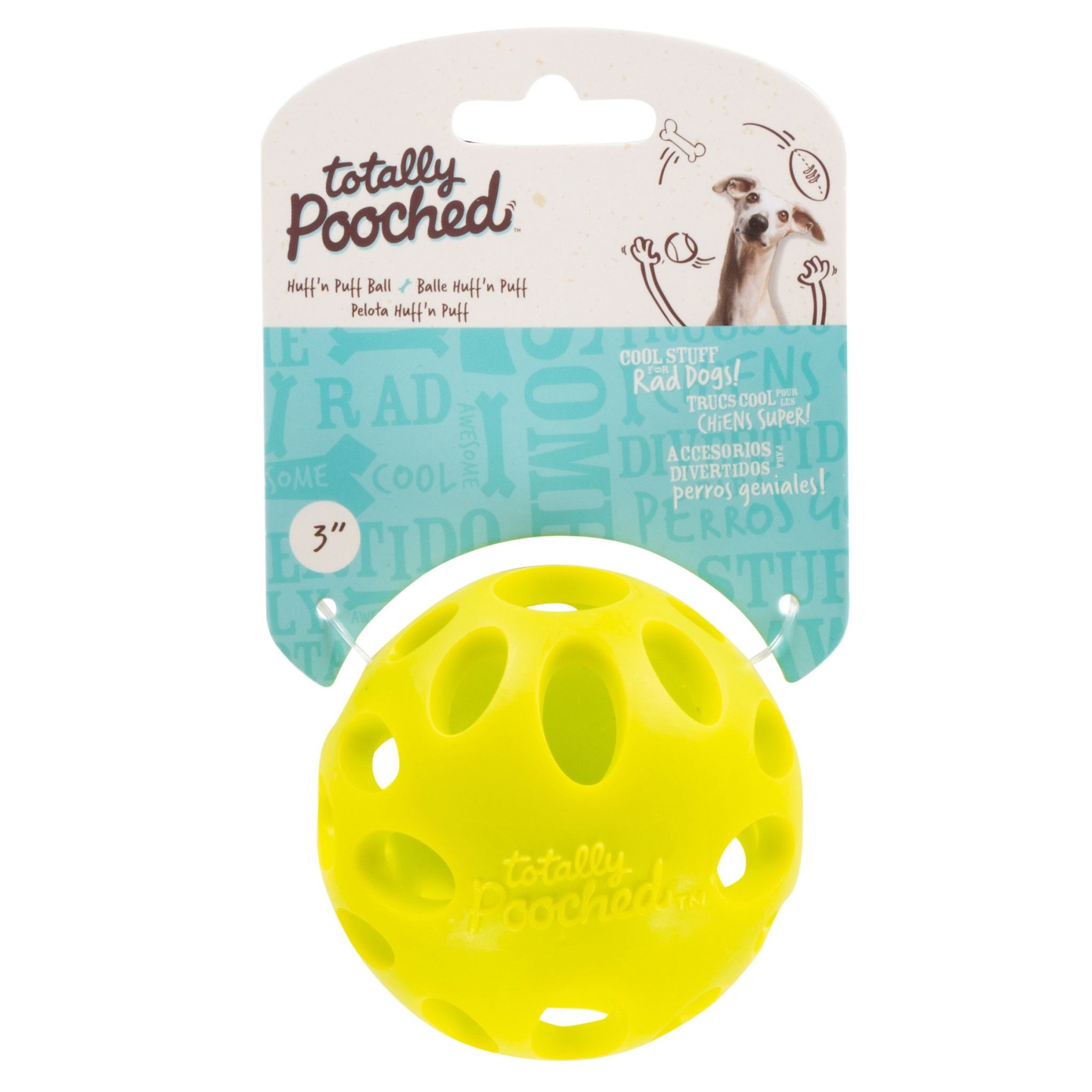 Messy Mutts Totally Pooched- Huff'n Puff Ball Green 3"