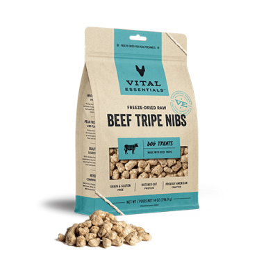 Vital Essentials Freeze-Dried Beef Tripe Nibs Dog  Treat. 14 oz