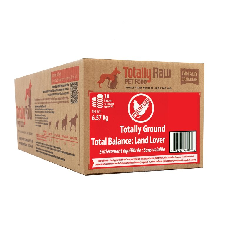 Totally Raw Pet Food Land Lover 14.67lb (beef, pork, organ bone, beef tripe and lobster shell)