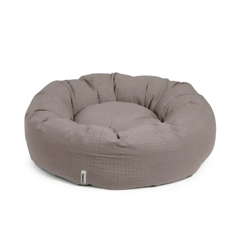 Tadazhi Donut Bed Check Dark Sand | ø85x20cms