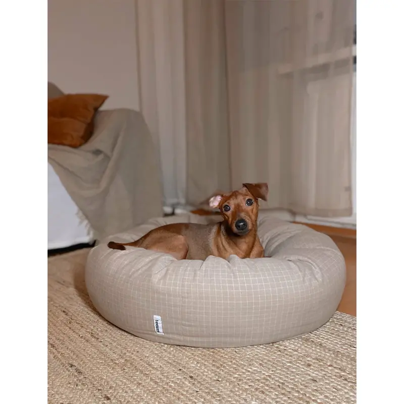 Tadazhi Donut Bed Check Dark Sand | ø85x20cms