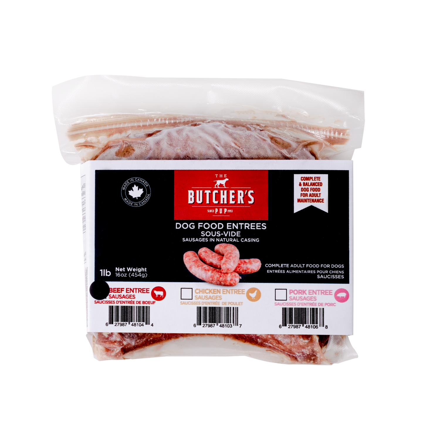 The Butcher's Shop Sous-Vide Beef Sausage Frozen Dog Food 1Lb