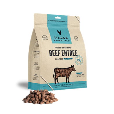 Vital Essentials Freeze-Dried Raw Beef Entree Dog Food Mini Nibs 25 oz