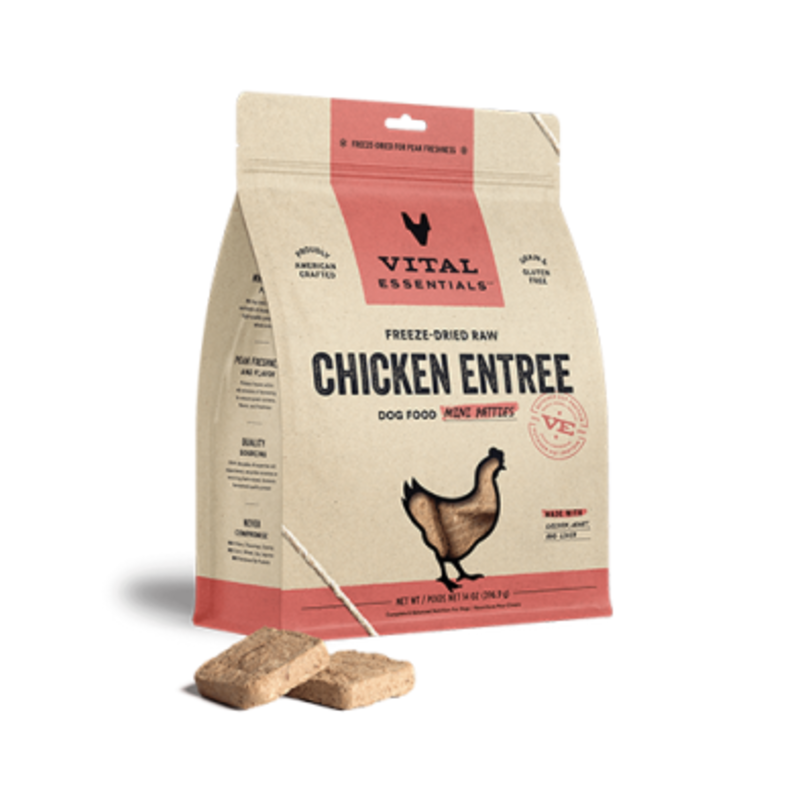 Vital Essentials Chicken Entree Dog Food Mini Patties 14 oz