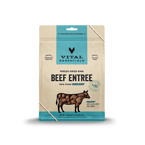 Vital Essentials Freeze-Dried Raw Beef Entree Dog Food Mini Nibs 14 oz